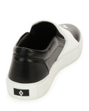 Tao Bicolor Leather Slip-On Sneaker, Black/White