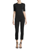 Finley Cropped Wool Pants, Black