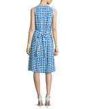 sleeveless abstract-print tie-back dress