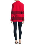 Skye Striped Wool-Blend Peacoat, Fiery Red