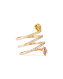 18k Rose Gold White & Yellow Diamond Snake Ring, Size 7