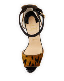 Velvet Ankle-Wrap 140mm Red Sole Sandal, Black