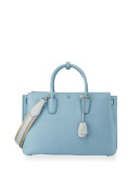 Milla Large Leather Tote Bag, Sky Blue