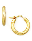 Big Baby Hammered 19k Gold Hoop Earrings, 1/2"