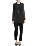 Pointelle Long Tencel® Cardigan, Ash/Black