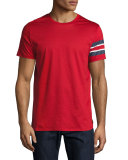 Jake Regimental-Stripe Cotton Tee, Red