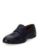 Micson Textured Leather Penny Loafer, Blue/Black