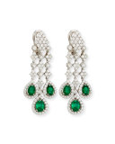 18K White Gold Emerald & Diamond Chandelier Earrings