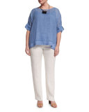 Bernini Short-Sleeve Ramie Shirt, Plus Size 
