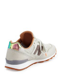 696 Leather & Jacquard Sneaker, Beige