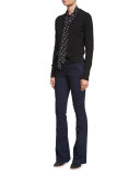 Arrow Silk-Trim Cashmere Sweater, Black