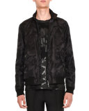 Tonal Camo-Print Bomber Jacket, Black