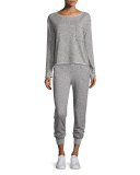 Straight-Leg Sparkle Sweatpants, Gray