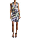 Orchid Sleeveless Fish-Print Dress, Multi