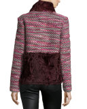 Boxy Tweed & Shearling Coat Fur