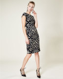 Cap-Sleeve Heritage Printed Sheath Dress, Sand Dune