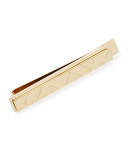 Check Engraved Tie Bar, Pale Gold