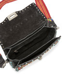 Rockstud Rolling Glam Santeria Medium Shoulder Bag, Multicolor/Black/Light Cuir