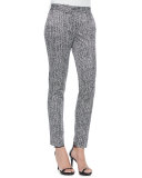 Skinny Herringbone-Print Pants