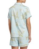 Lily of the Valley Shorty Pajama Set, Turquoise
