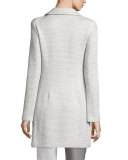 Allure Shimmery Knit Three-Button Jacket, Platinum