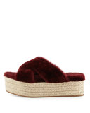 Shearling Crisscross Slide Sandal, Granato