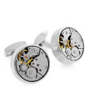 Rhodium Gear Cuff Links