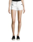 Vincent Zip-Pocket Denim Shorts, Pure/White