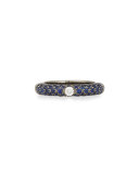 Single Diamond & Pavé Blue Sapphire Ring, Size 6