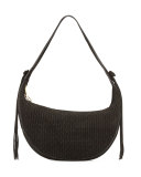 Zoe Woven Suede Hobo Bag, Black