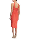 Crisscross-Neck Sleeveless Sheath Dress, Azalea