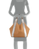 Reversible Metallic Leather Tote Bag, Silver