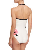 paloma beach embroidered bandeau one-piece swimsuit