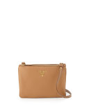 Vitello Diano Double-Zip Crossbody Bag, Caramel (Caramel)