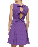 Bow-Back Quilted A-Line Dress, Purple