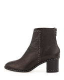 Willow Studded Leather Ankle Boot, Black