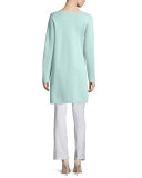 Silk Cotton Interlock Long Jacket, Green Mint