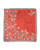 Bombay Cashmere & Silk Shadow Floral Scarf, Red