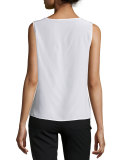 Silk Boat-Neck Shell, White  