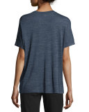 Cuffed-Sleeve Heathered Cocoon Top