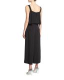 Sleeveless Popover Culotte Jumpsuit, Black