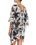 Sophia Printed Georgette Coverup, Black