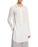 Long-Sleeve Tunic Blouse, Ivory