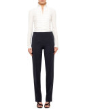 Francoise Cropped Straight-Leg Pants, Navy