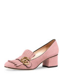 Marmont Fringe Suede 55mm Loafer, Crystal Pink 
