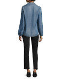 Lace-Up Chambray Blouse, Hadley