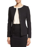 Long-Sleeve Peplum Jacket, Black