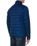 Quilted Button-Down Field Jacket, Blue