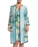 Tropico Flower-Print Coat, Plus Size