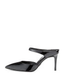 Helene Patent Pointed-Toe Mule, Black